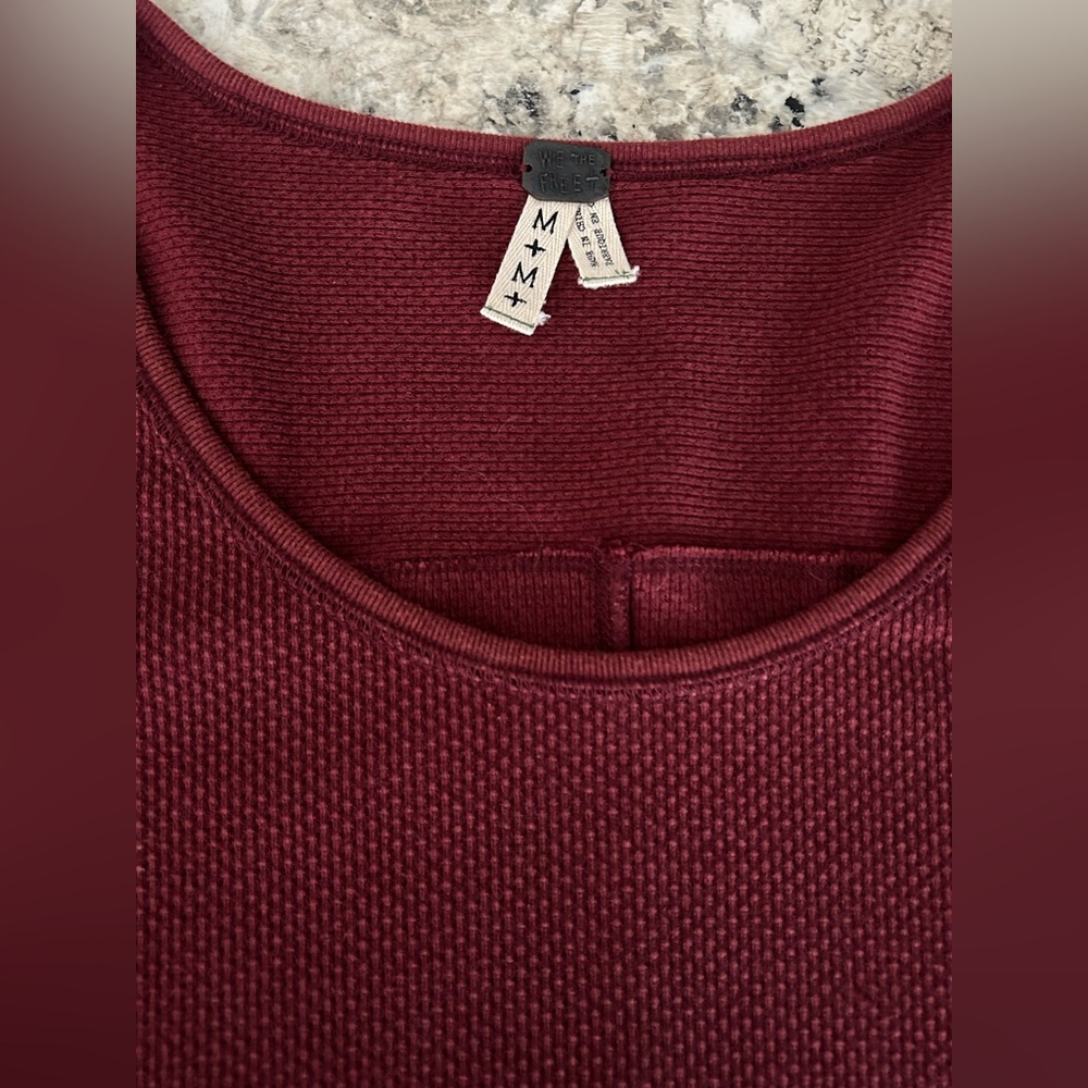 Free People We The Free Sunnie Valley Cuff Thermal Top Boho Maroon Rust Size M - Picture 11 of 14